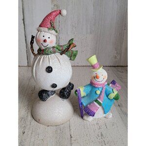 Snowman glitter set top‎ hat mistletoe xmas figure decor snow unique